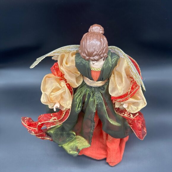 Vintage Christmas Angel Tree Topper 1999 May Department Store Red Green Gold - Picture 5 of 14